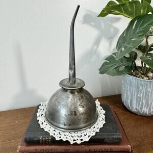 Vintage Eagle Tin Oil Can Thumb Pump Oiler High Straight Neck 6.75"